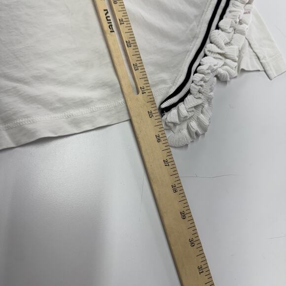 3.1 Phillip Lim Shirt Womens Large White Ruffle Trim Short Sleeve Designer Top - Picture 10 of 12